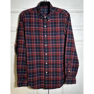 Ralph Lauren Shirt Men’s Large Red Blue Plaid Slim Fit Long Sleeve Casual